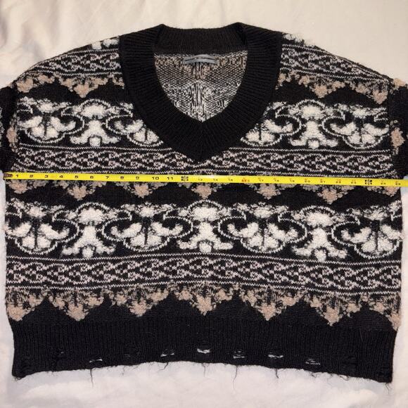 Anthropologie Slouchy V-Neck Distressed Sweater Oversized Soft Cozy SMALL - Picture 9 of 10